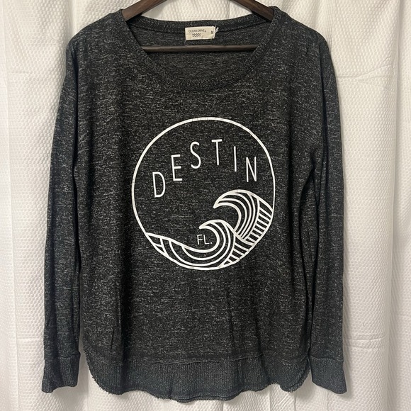 Ocean Drive Tops - Ocean‎ Drive Destin Florida Long Sleeve Tunic Medium Gray Black NWOT Beach Boho